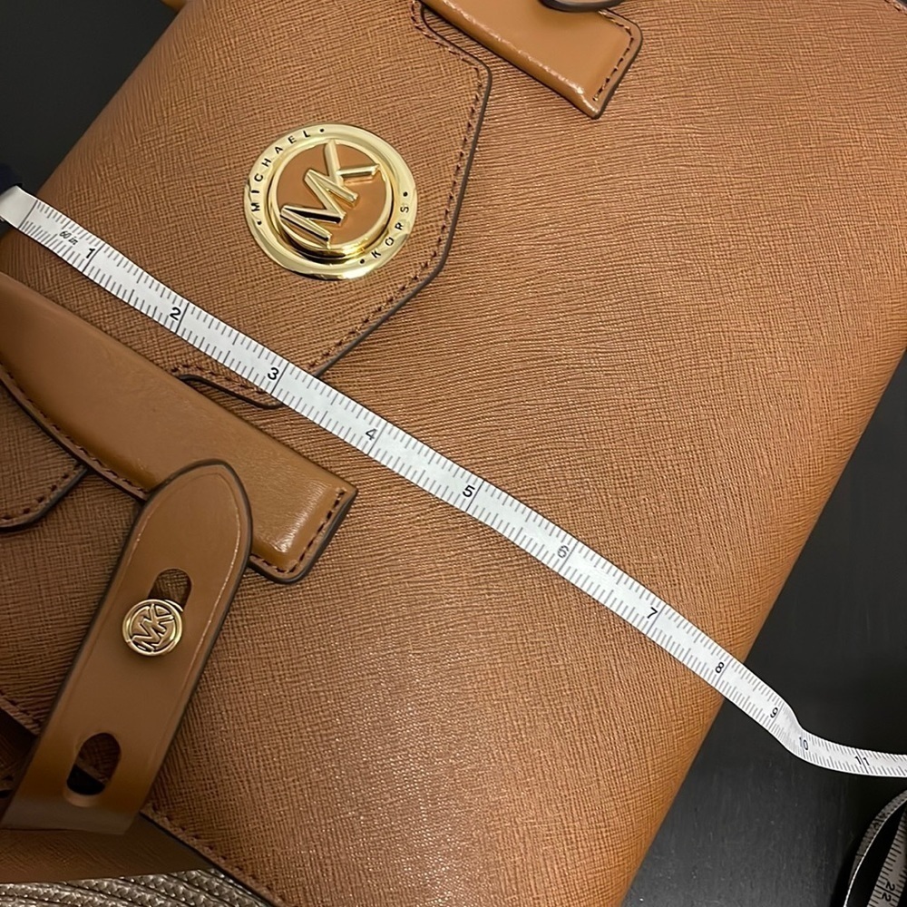 Michael Kors Carmen belted saffiano leather satchel crossbody luggage brown - Picture 11 of 11